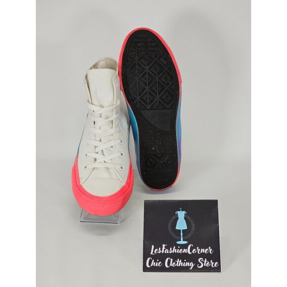 Converse White Cotton Chuck Taylor All Star Rainbow Sneakers Size 6 2043 - Picture 3 of 16